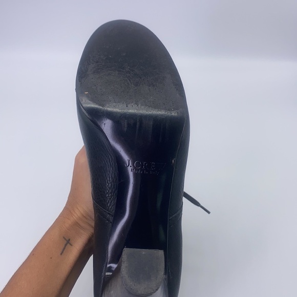 J Crew - Cognac Black Leather Lace Up Heel Booties Size 9.5 - Picture 12 of 13